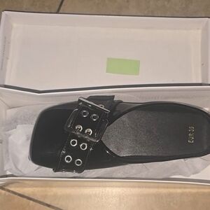 Black Patent Leather Belt Buckle Shoes